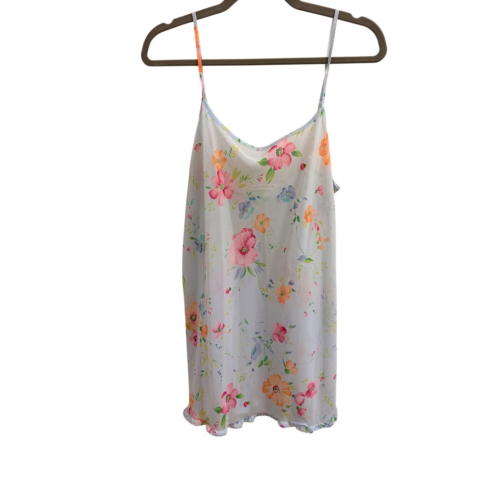 Nightgown Floral Y2K Victoria's Secret Women Medium Blue Ruffle Hem Chemise - Picture 2 of 4